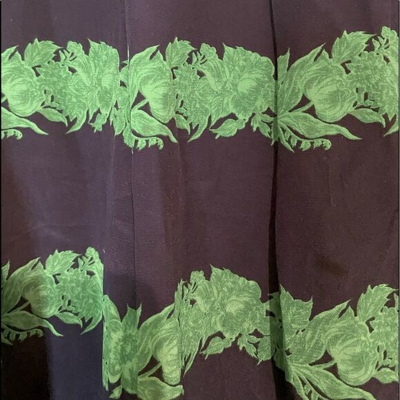 ASO The Mindy Project J. Crew 100% Silk Kelly Green Navy Blue Beanstalk Skirt - Picture 11 of 15